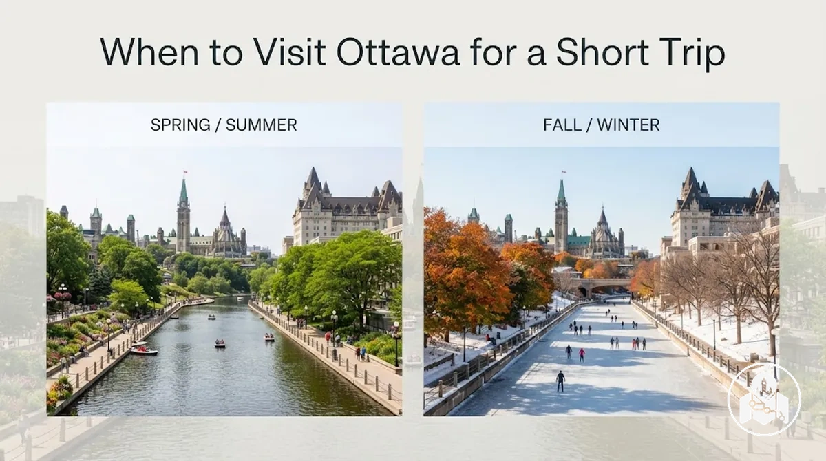 Ottawa seasonal travel scene comparing conditions for a short trip