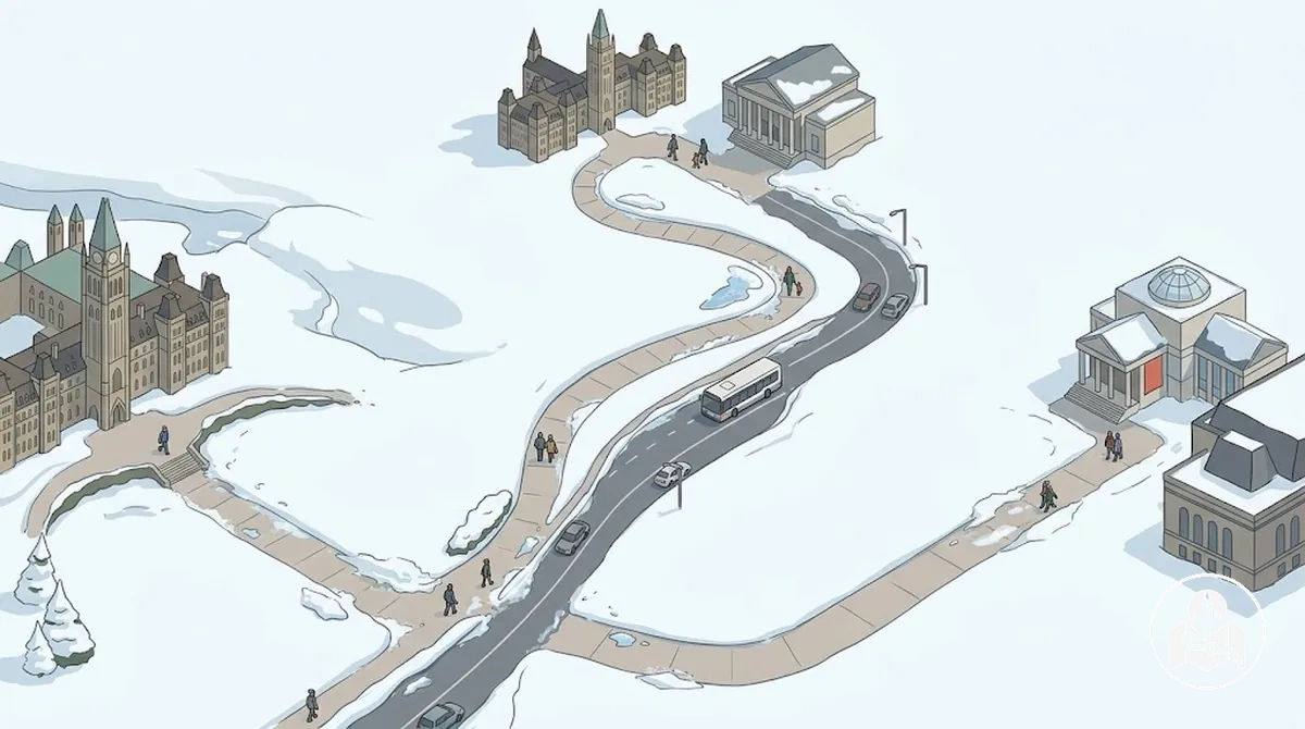 Ottawa winter sightseeing areas connected by longer travel buffers