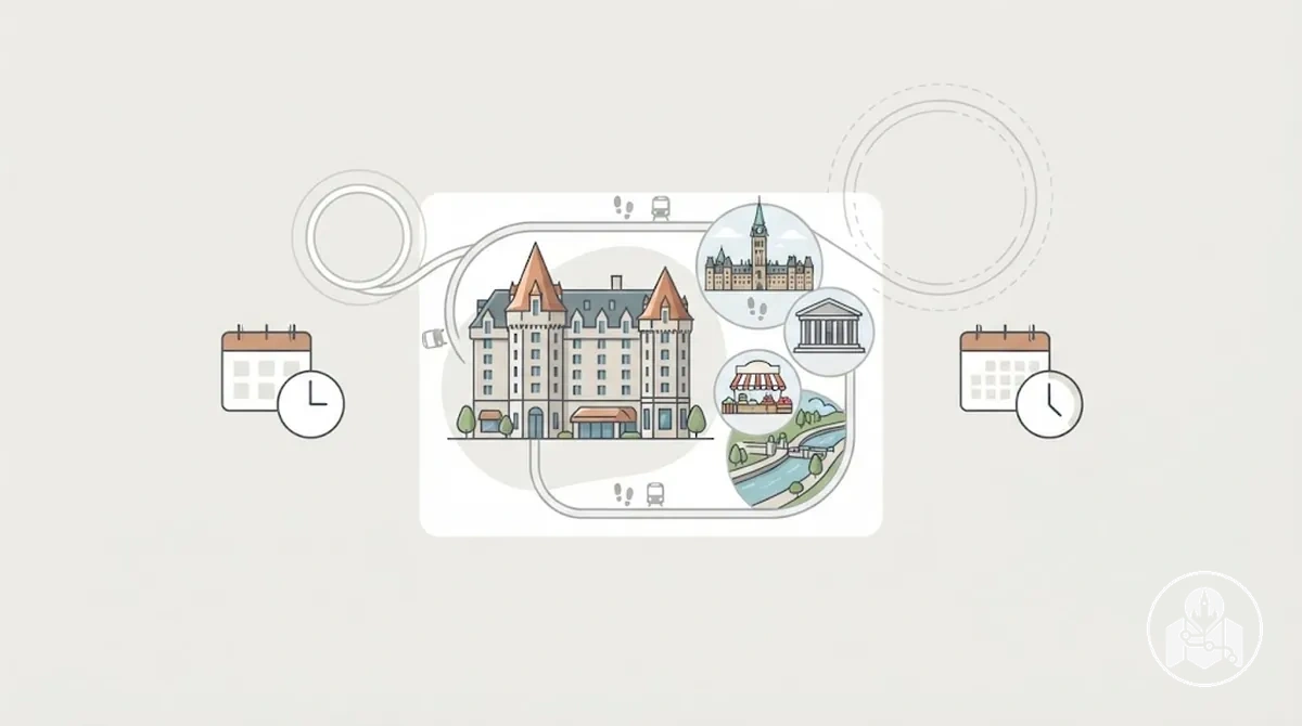 Ottawa accommodation location illustrating how trip length and repeated daily travel affect available sightseeing time