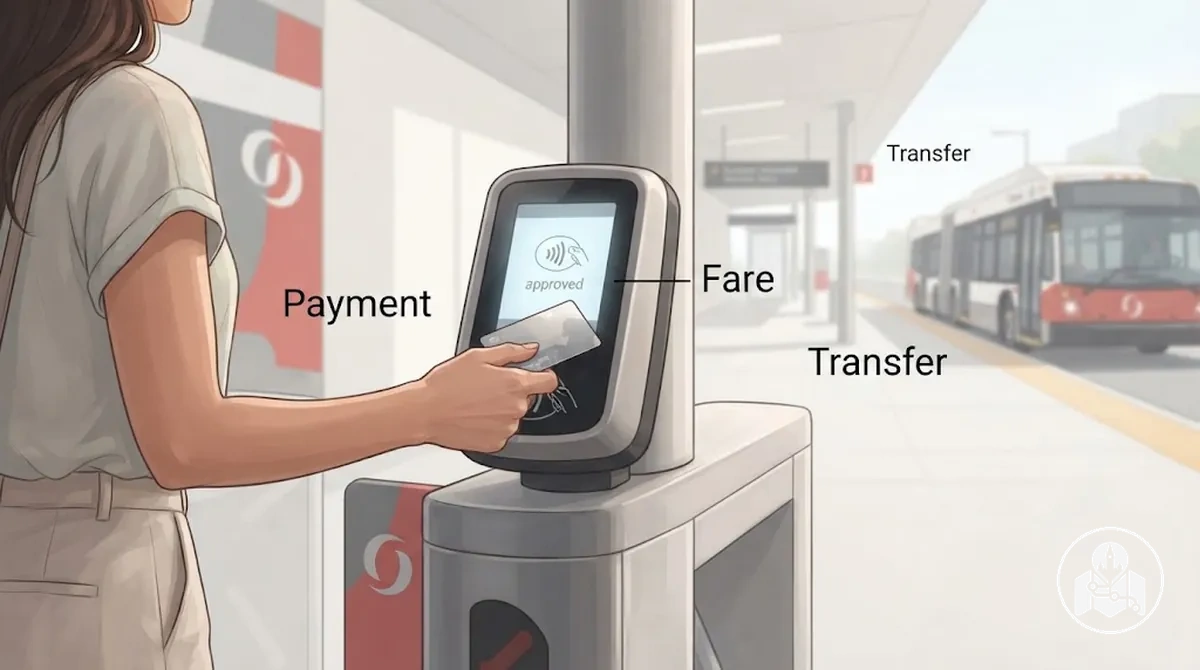 Visitor paying for OC Transpo transit in Ottawa.