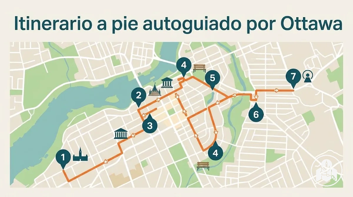 Ruta a pie autoguiada por Ottawa que conecta paradas turísticas cercanas