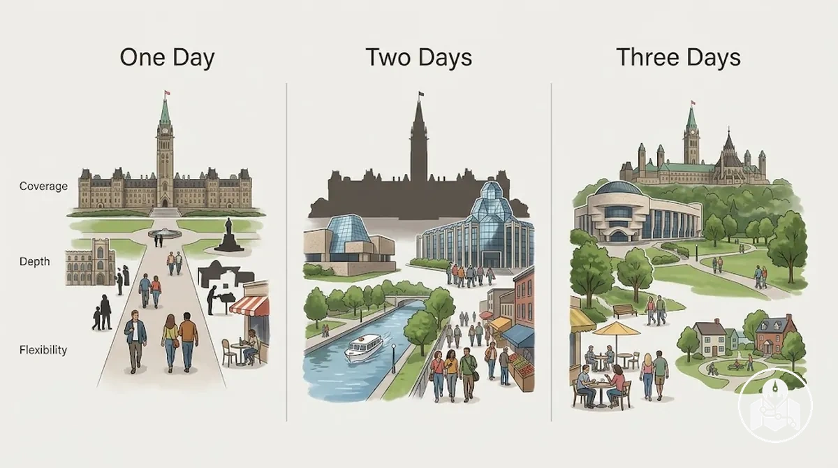 Comparación de uno, dos y tres días completos de turismo en Ottawa