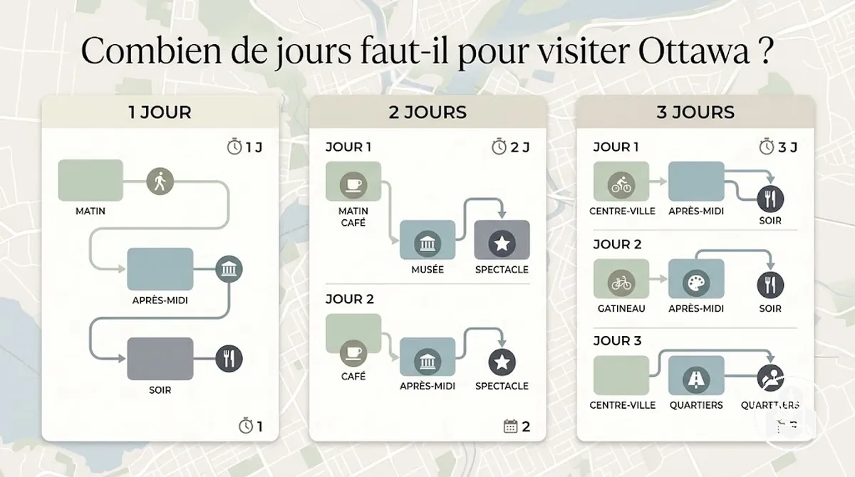 Planificateur de séjour à Ottawa comparant des visites d’un, deux et trois jours