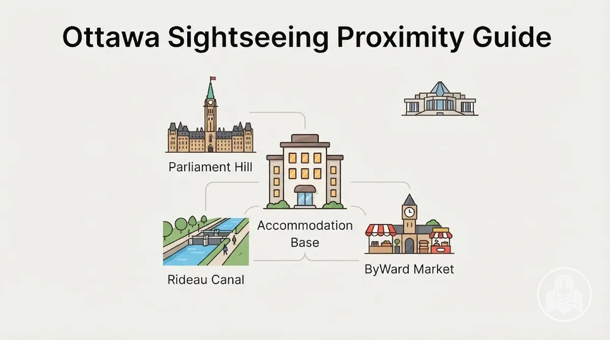 Base d’hébergement à Ottawa située près de la Colline du Parlement, du canal Rideau et du marché ByWard, attractions prévues pour la visite