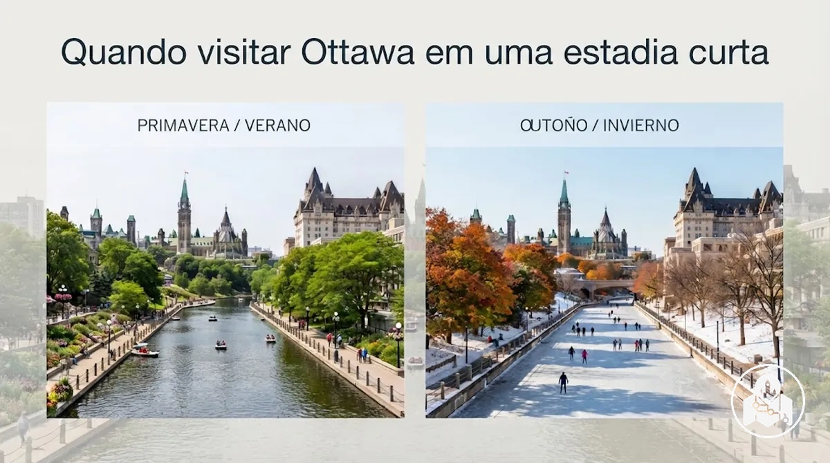 Cena sazonal de Ottawa comparando as condições para uma estadia curta