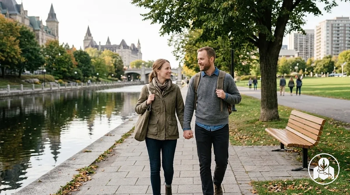 Ottawa gezip görme etkinlikleri arasında daha yavaş bir ortak deneyim yaşayan çift.